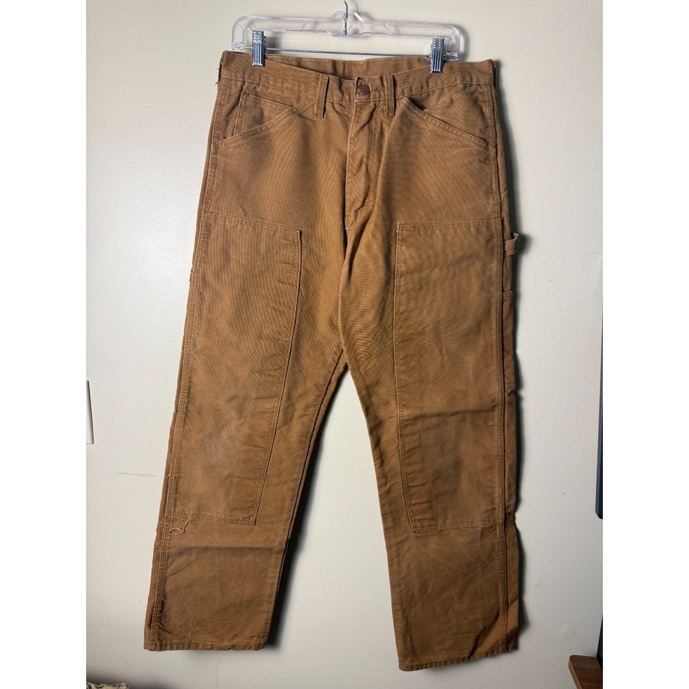 Vintage Round House Pants Mens 34x30 Double Front Canvas Carpenter Made In USA